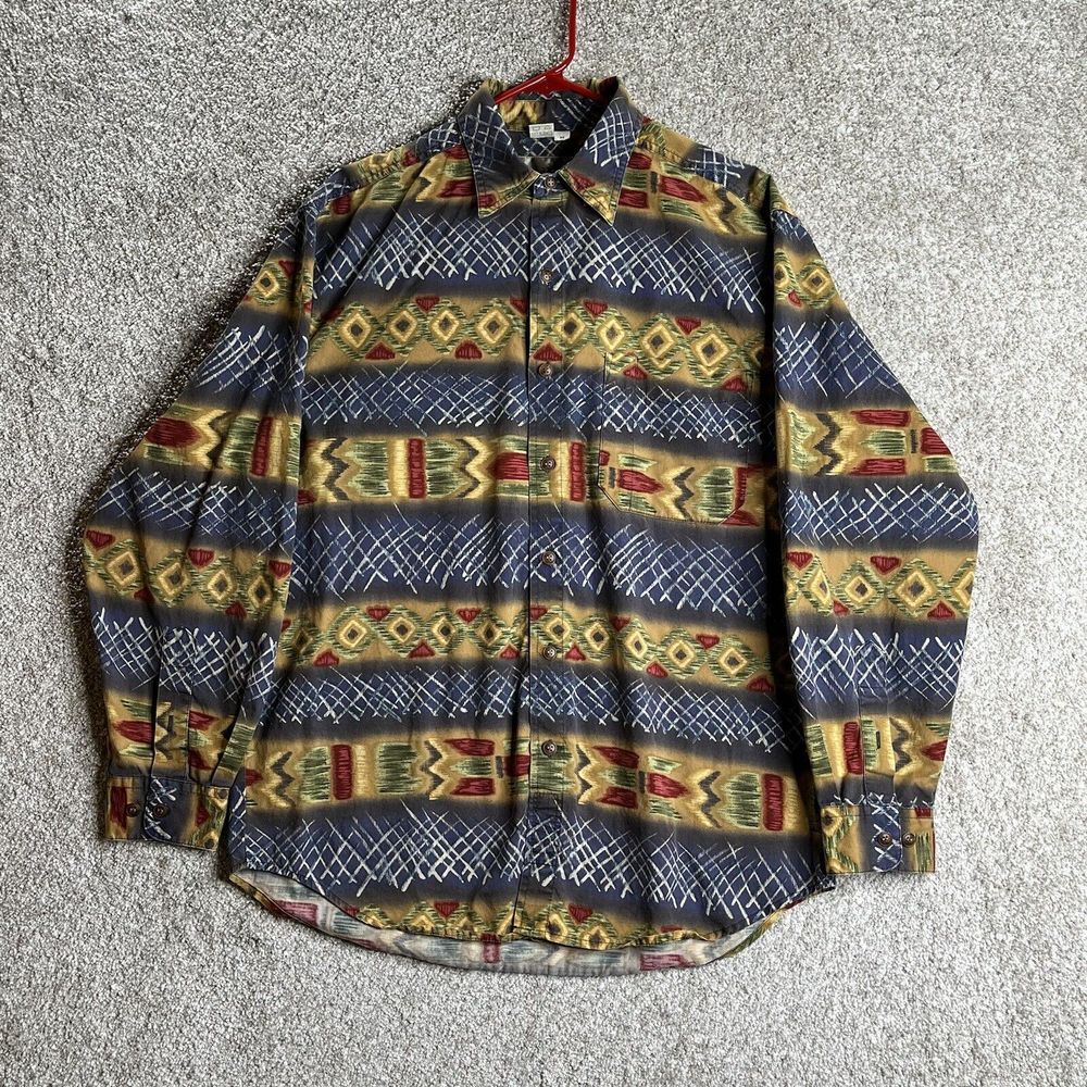 The Territory Ahead Shirt Men's Medium Aztec Southwest Geometric Long Sleeve